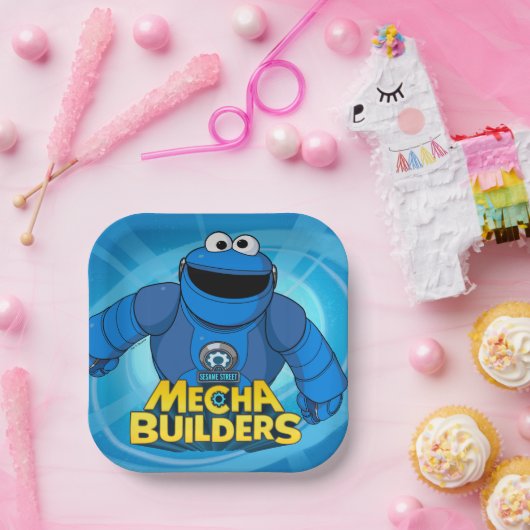 Sesamstraat | Mecha Builders Cookie in Action Papieren Bordje (Feest)