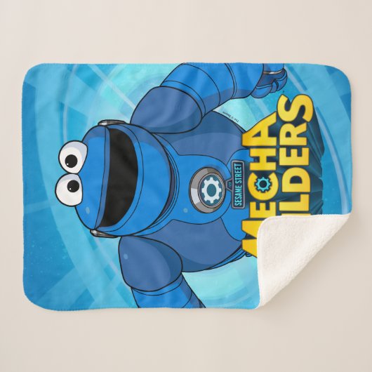 Sesamstraat | Mecha Builders Cookie in Action Sherpa Deken (Voorkant (horizontaal))