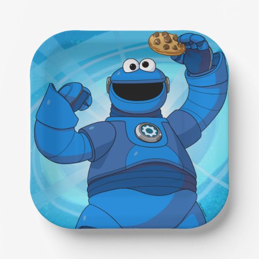 Sesamstraat | Mecha Builders Cookie Monster Papieren Bordje (Voorkant)