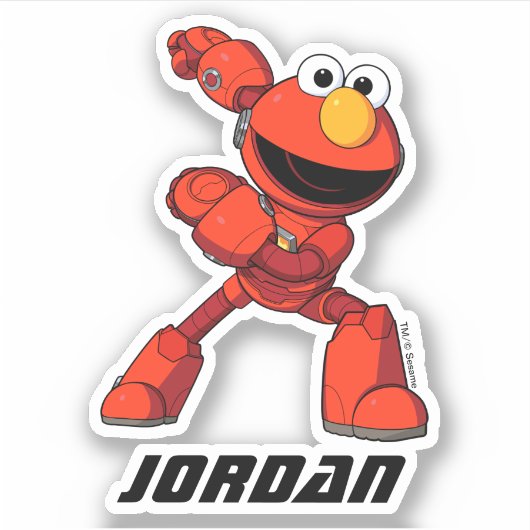 Sesamstraat | Mecha Builders Elmo Add Jouw naam Sticker (Voorkant)