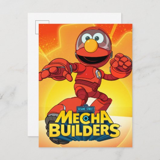 Sesamstraat | Mecha Builders Elmo in Action Briefkaart (Voorkant / Achterkant)