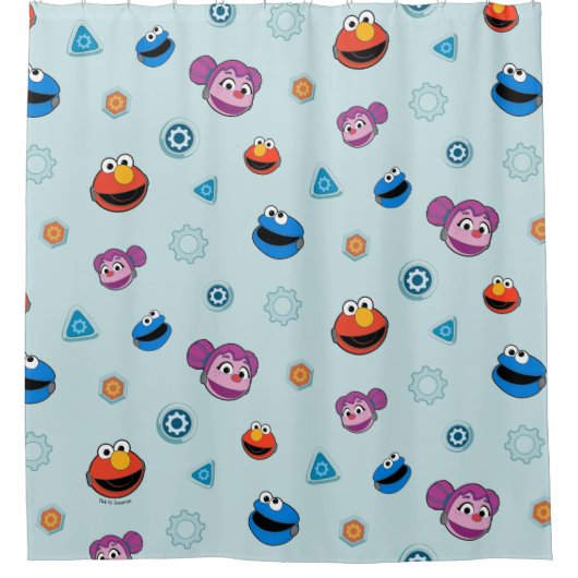 Sesamstraat | Mecha Builders Facers Pattern Douchegordijn (Voorkant)