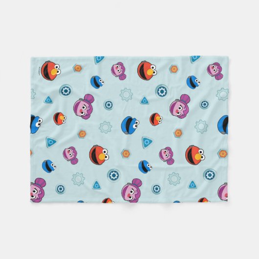 Sesamstraat | Mecha Builders Facers Pattern Fleece Deken (Voorkant (Horizontaal))