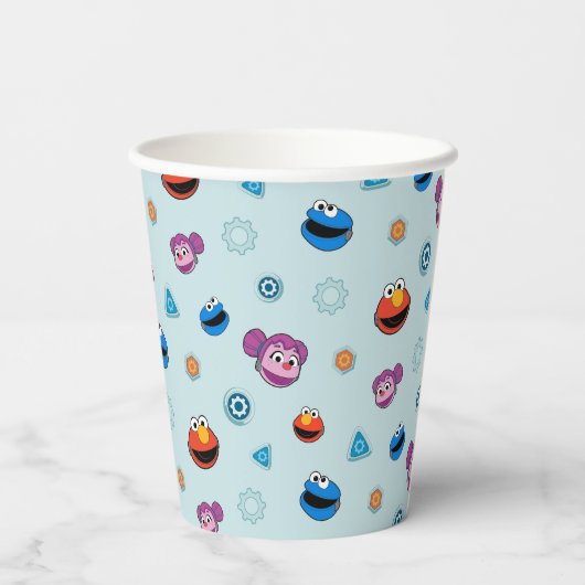 Sesamstraat | Mecha Builders Facers Pattern Papieren Bekers (Achterkant)