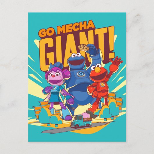 Sesamstraat | Mecha Builders gaan Mecha Giant. Briefkaart (Voorkant)
