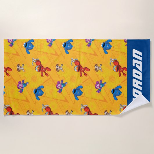 Sesamstraat | Mecha Builders | Naam toevoegen Strandlaken (Voorkant)