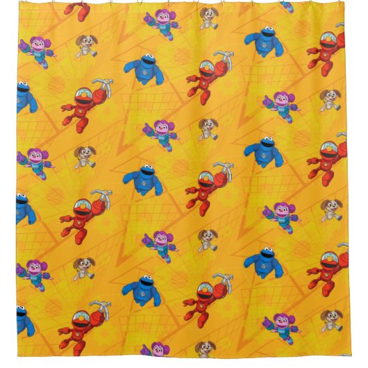 Sesamstraat | Mecha Builders Pattern Douchegordijn (Voorkant)