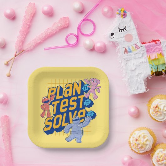 Sesamstraat | Mecha Builders Plan Test Solve Papieren Bordje (Feest)