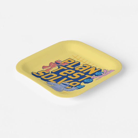 Sesamstraat | Mecha Builders Plan Test Solve Papieren Bordje (Gebogen)