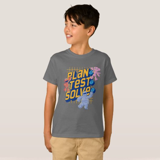 Sesamstraat | Mecha Builders Plan Test Solve T-shirt (Voorkant volledig)
