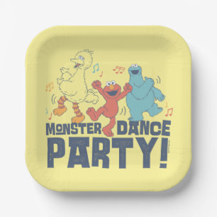 Sesamstraat Monster Dance Party Papieren Bordje