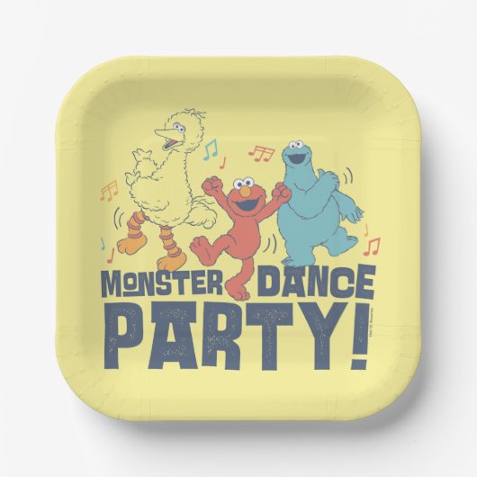 Sesamstraat | Monster Dance Party Papieren Bordje (Voorkant)