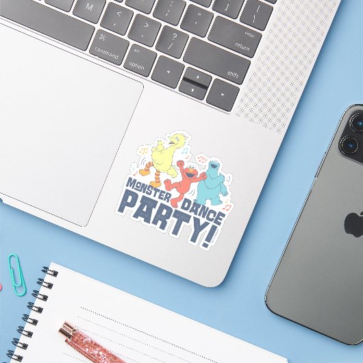 Sesamstraat | Monster Dance Party Sticker (Laptop met iPhone)