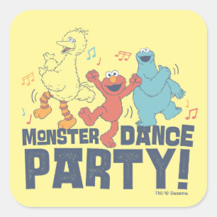 Sesamstraat Monster Dance Party Vierkante Sticker