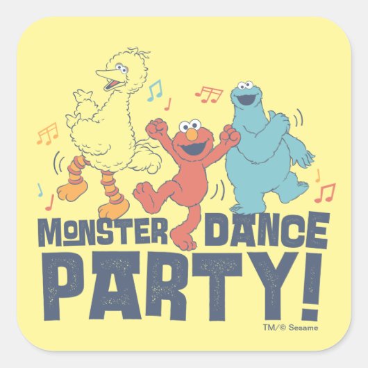 Sesamstraat | Monster Dance Party Vierkante Sticker (Voorkant)