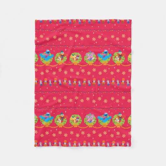 Sesamstraat Nutcracker Holiday Patroon Fleece Deken (Voorkant)