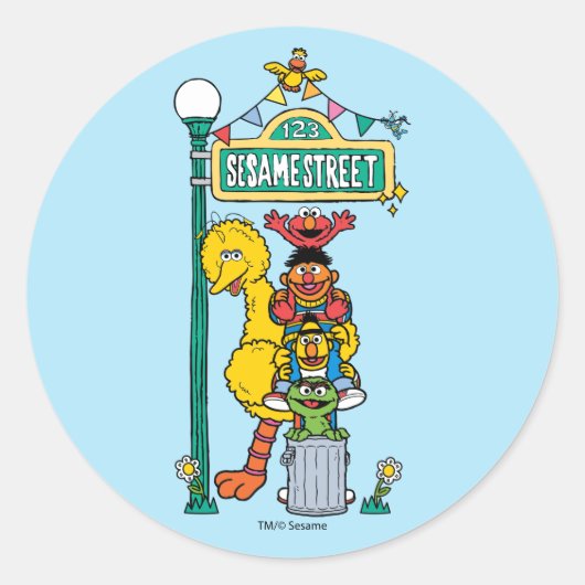 Sesamstraat | Onder Sesamstraat Ronde Sticker (Voorkant)