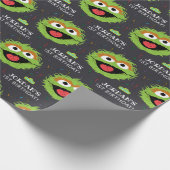 Sesamstraat | Oscar Birthday Chalkboard Cadeaupapier (Hoek)