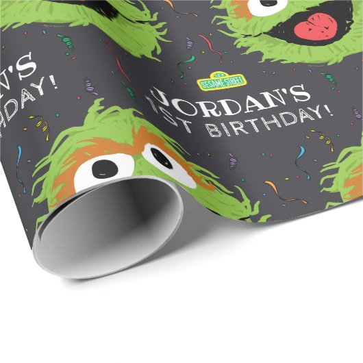 Sesamstraat | Oscar Birthday Chalkboard Cadeaupapier (Rol Hoek)