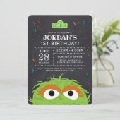Sesamstraat | Oscar Birthday Chalkboard Kaart (Staand voorkant)