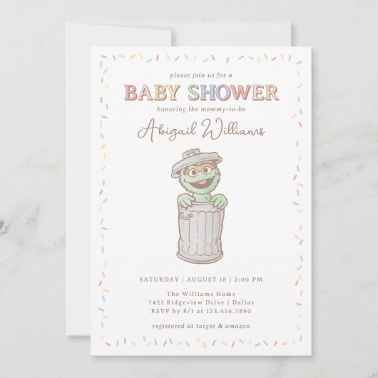 Sesamstraat Oscar Confetti Baby shower Kaart (Voorkant)
