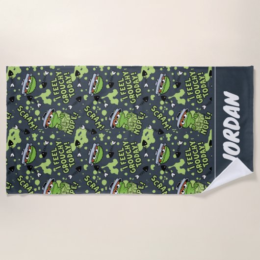 Sesamstraat | Oscar de Grouch | Naam toevoegen Strandlaken (Voorkant)