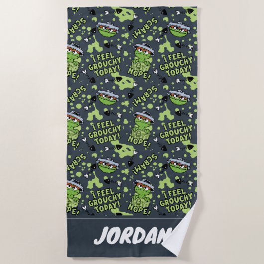 Sesamstraat | Oscar de Grouch | Naam toevoegen Strandlaken (Voorkant)