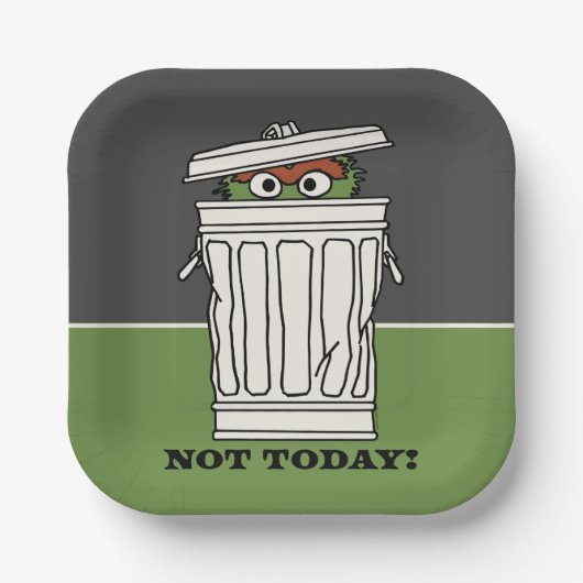 Sesamstraat | Oscar de Grouch Niet Vandaag! Papieren Bordje (Voorkant)
