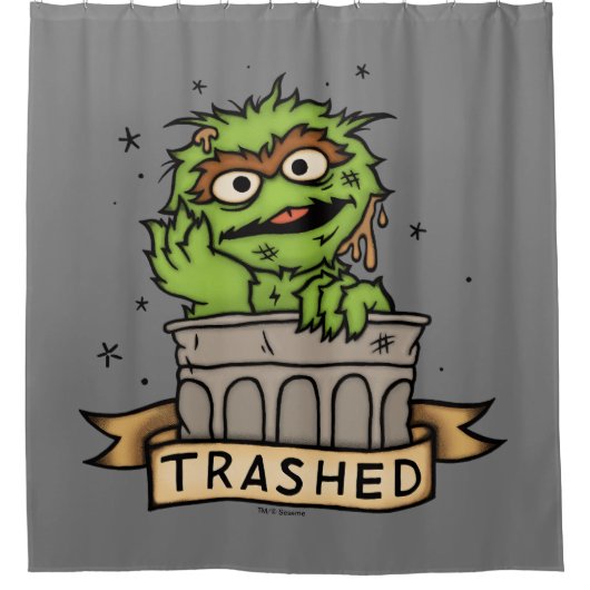 Sesamstraat | Oscar de Grouch Trashed Douchegordijn (Voorkant)