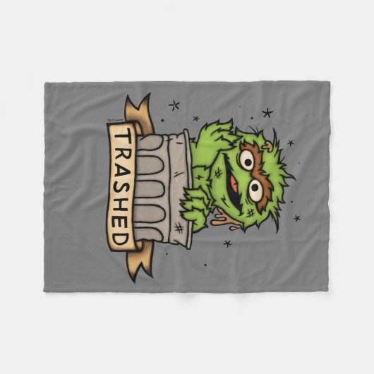 Sesamstraat | Oscar de Grouch Trashed Fleece Deken (Voorkant (Horizontaal))