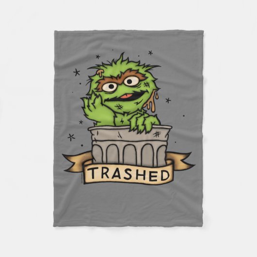 Sesamstraat | Oscar de Grouch Trashed Fleece Deken (Voorkant)