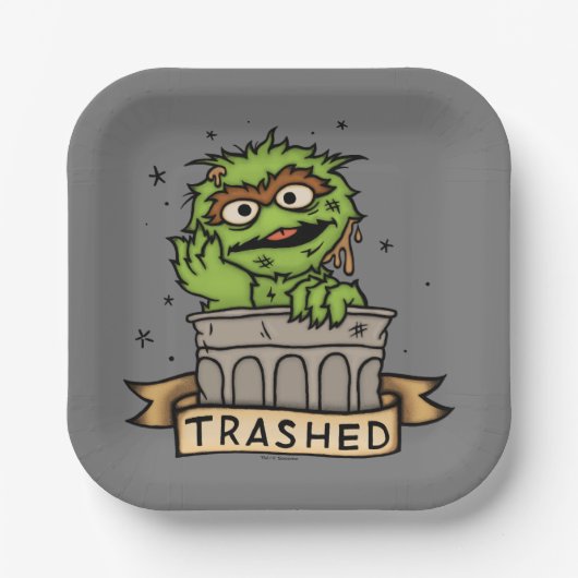 Sesamstraat | Oscar de Grouch Trashed Papieren Bordje (Voorkant)