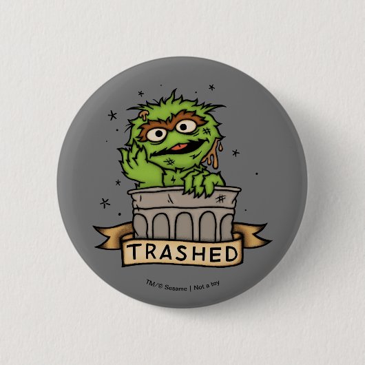 Sesamstraat | Oscar de Grouch Trashed Ronde Button 5,7 Cm (Voorkant)
