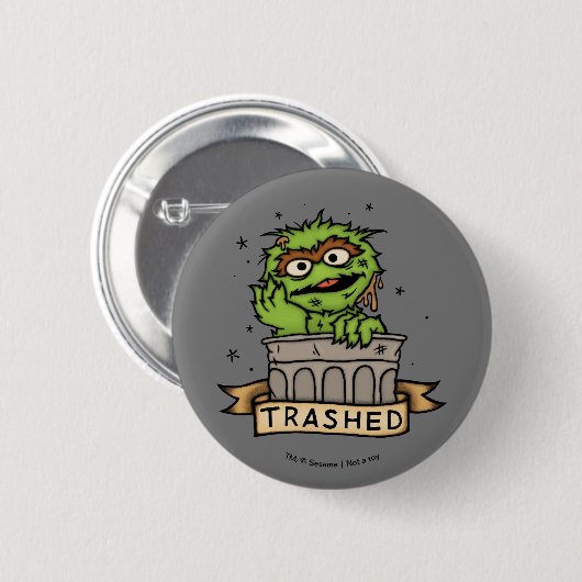 Sesamstraat | Oscar de Grouch Trashed Ronde Button 5,7 Cm (Voorkant /achterkant)