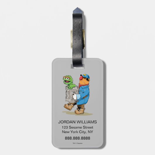 Sesamstraat | Oscar en Bruno, het Man afval Bagagelabel (Achterkant verticaal)