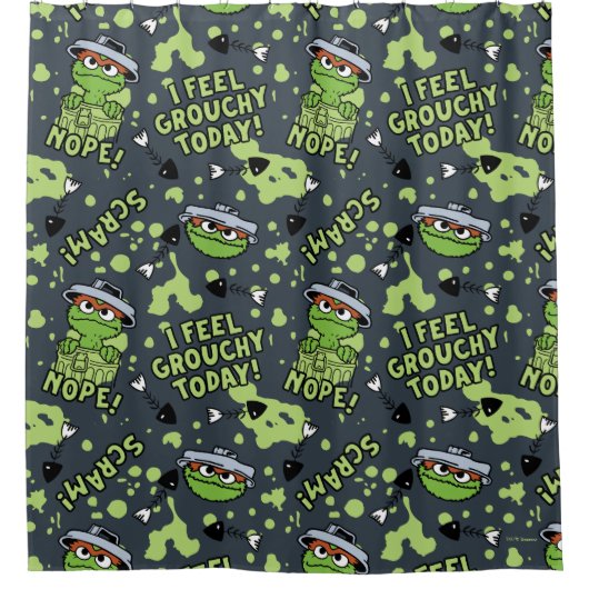 Sesamstraat | Oscar het Grouch Phrase Pattern Douchegordijn (Voorkant)