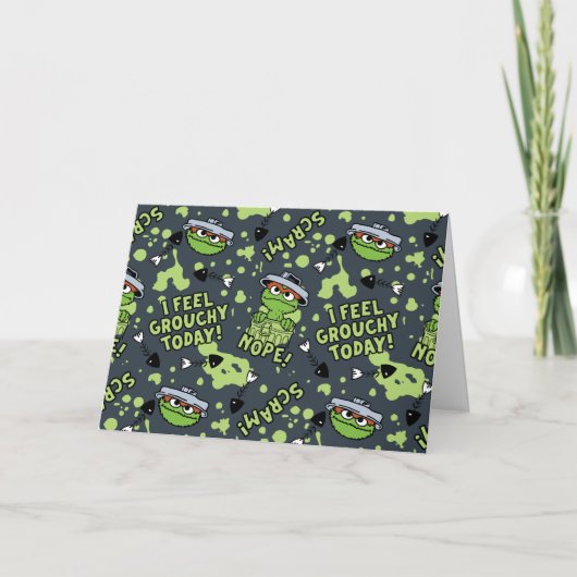 Sesamstraat | Oscar het Grouch Phrase Pattern Feestdagen Kaart (Voorkant)