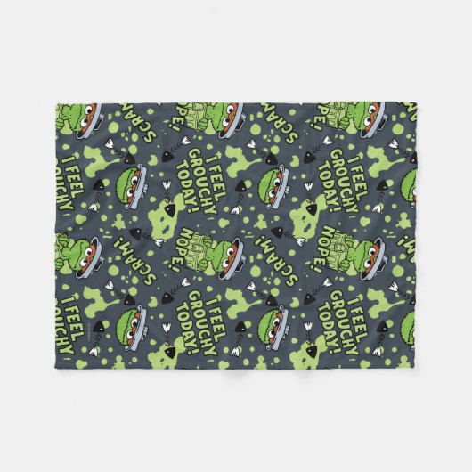 Sesamstraat | Oscar het Grouch Phrase Pattern Fleece Deken (Voorkant (Horizontaal))