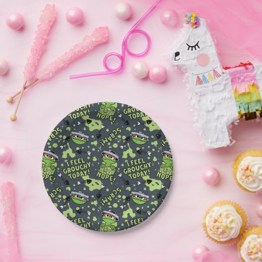 Sesamstraat | Oscar het Grouch Phrase Pattern Papieren Bordje (Feest)