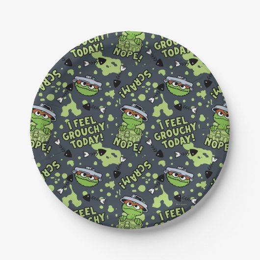 Sesamstraat | Oscar het Grouch Phrase Pattern Papieren Bordje (Voorkant)