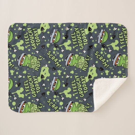 Sesamstraat | Oscar het Grouch Phrase Pattern Sherpa Deken (Voorkant (horizontaal))