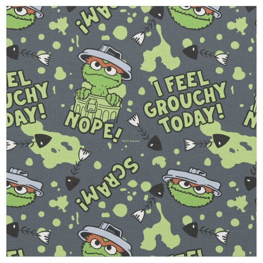 Sesamstraat | Oscar het Grouch Phrase Pattern Stof (Close Up)