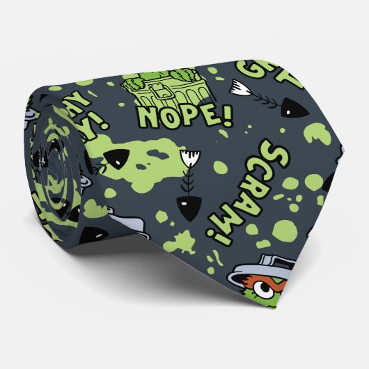 Sesamstraat | Oscar het Grouch Phrase Pattern Stropdas (Opgerold)