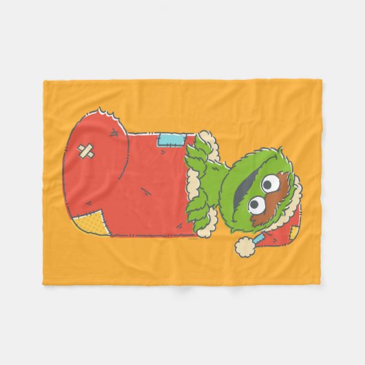 Sesamstraat |  Oscar in Stocking Fleece Deken (Voorkant (Horizontaal))