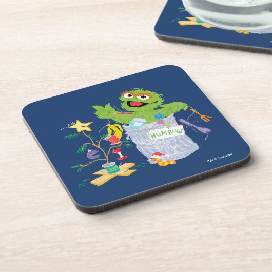 Sesamstraat | Oscar - kerstboom Bier Onderzetter (Linkerzijde)