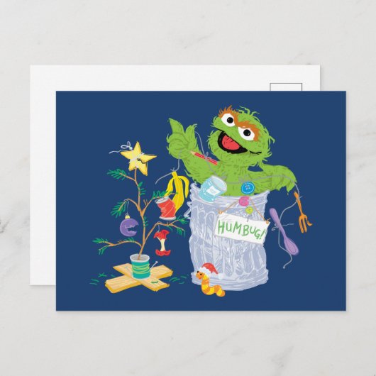 Sesamstraat | Oscar - kerstboom Briefkaart (Voorkant / Achterkant)