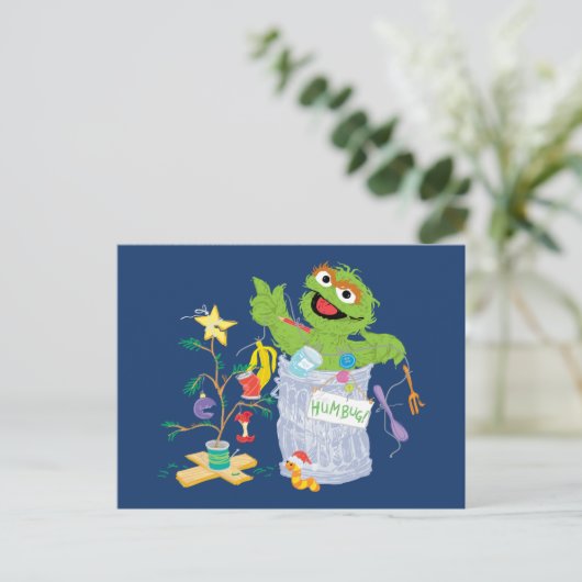 Sesamstraat | Oscar - kerstboom Briefkaart (Staand voorkant)