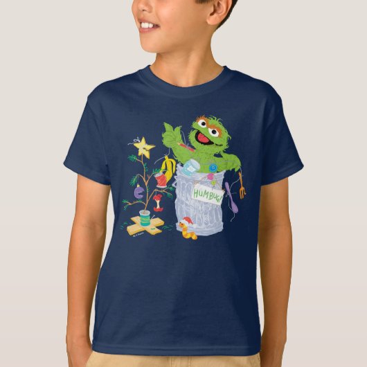 Sesamstraat | Oscar - kerstboom T-shirt (Voorkant)