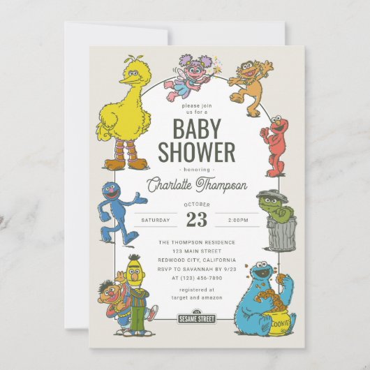  Sesamstraat Personages Baby shower Kaart (Voorkant)