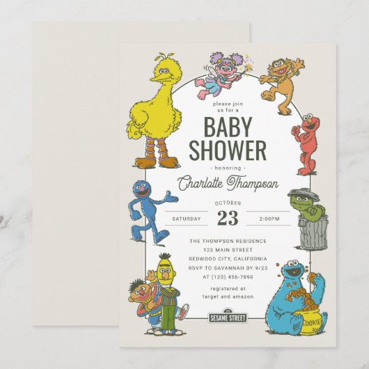  Sesamstraat Personages Baby shower Kaart (Voorkant / Achterkant)